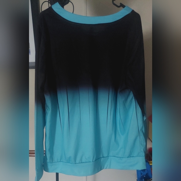 Rotita Size 1X Lace Up Ombre Print Long Sleeve Shirt - Picture 2 of 4